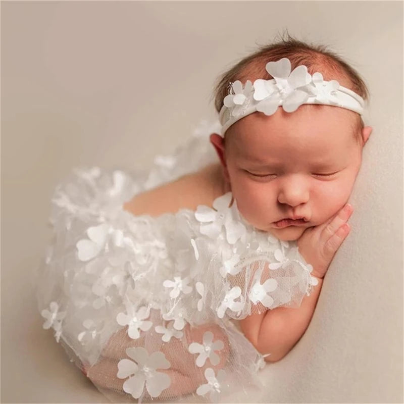 Bebe Flower Lace Romper & Headband Set