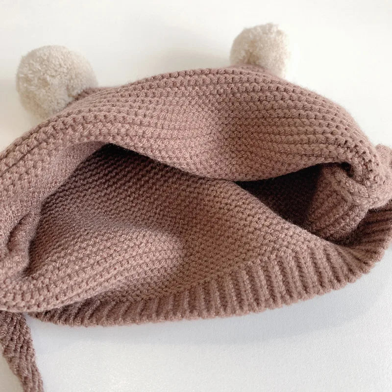 Bebe Pom Pom Bear Beanie (3 Colours)