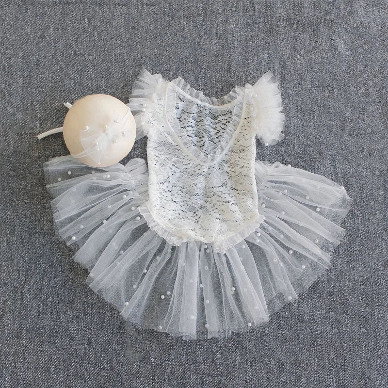 Bebe Lace Romper, Tutu & Headband Set